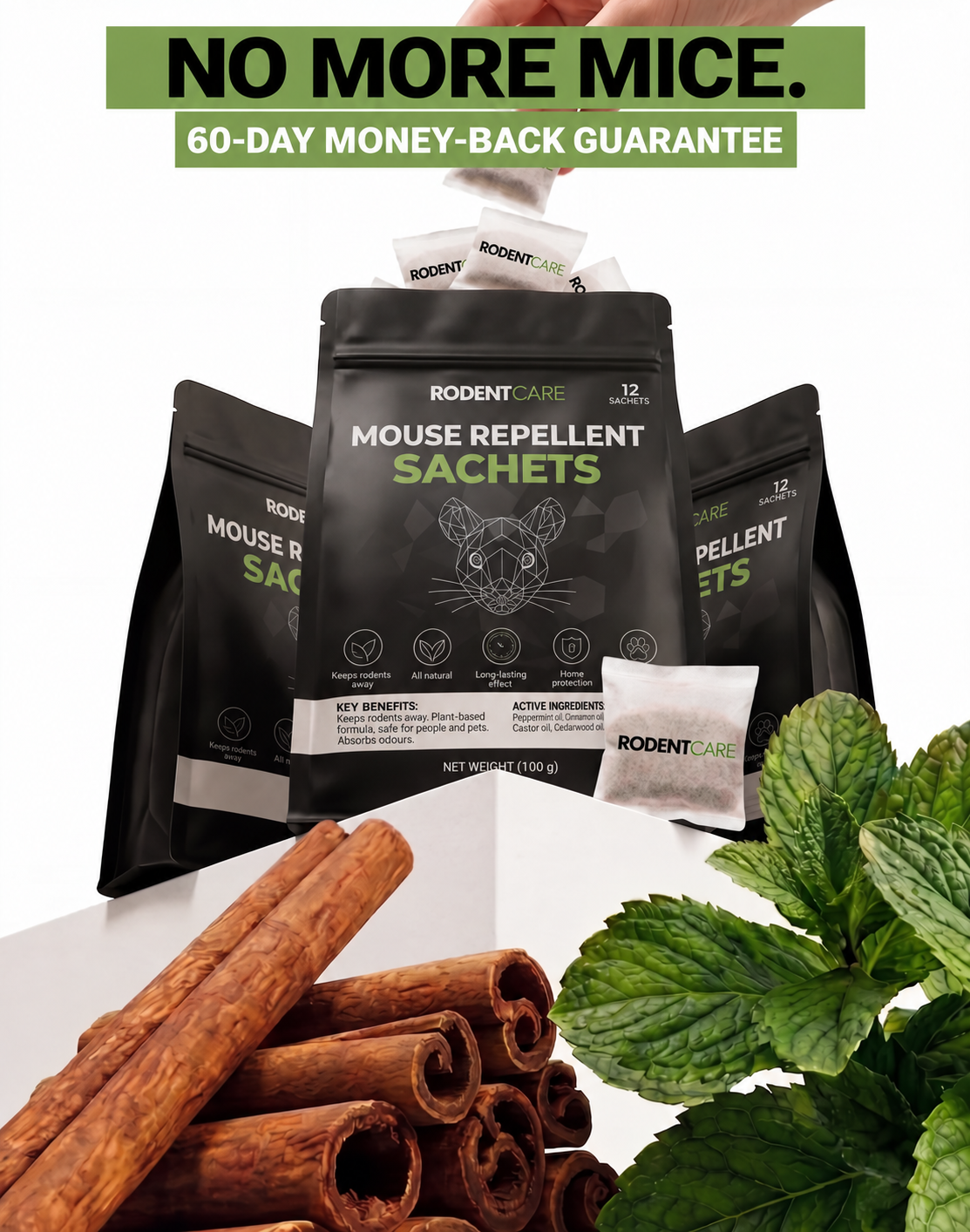 RodentCare mouse-repellent pouches with mint and cinnamon