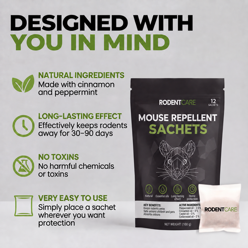 Place these pouches where mice hide – and watch them disappear